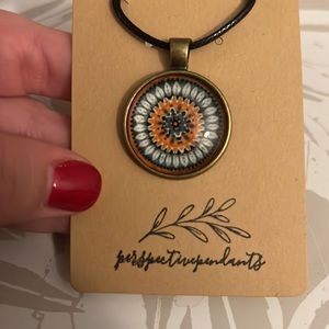 Mosaic Mandala Cabochon Pendant Necklace 🌿